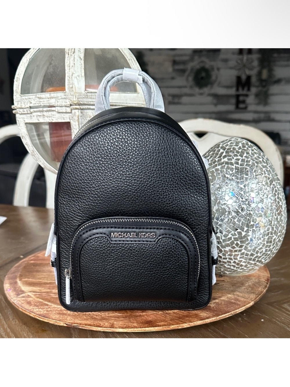 Michael Kors NWT Black Pebbled Leather Mini Backpack with Front Pocket